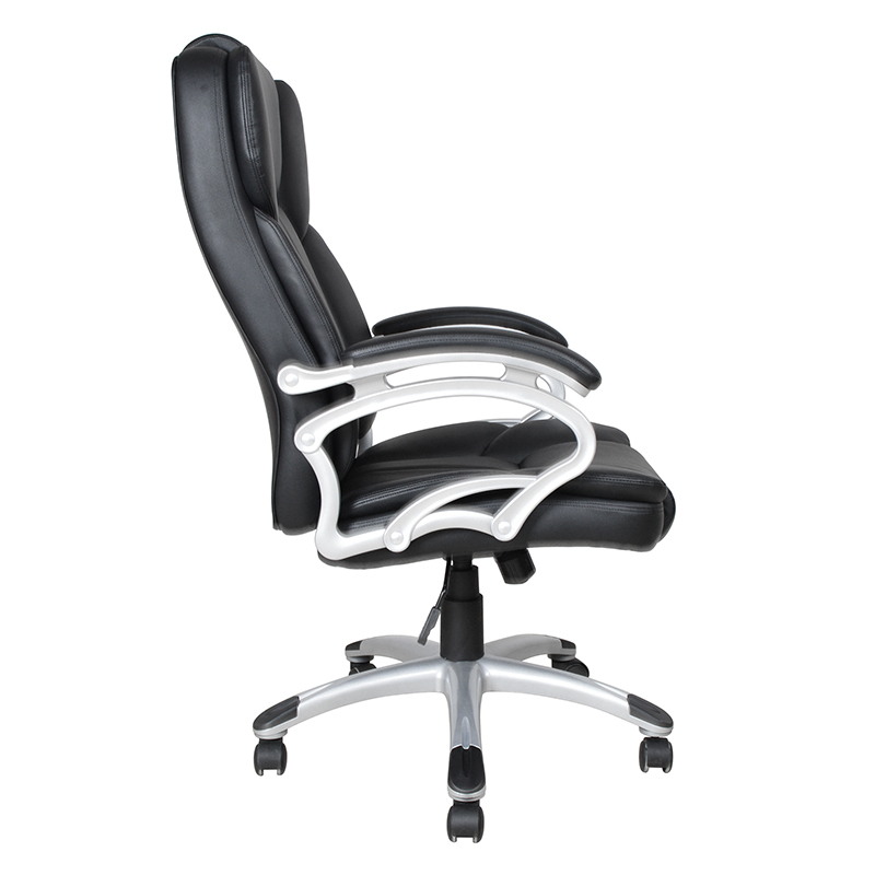 Suíochán Oifige Feidhmeannach Armrest Pad Seasta Cúl Ard Dubh (Y-2825)