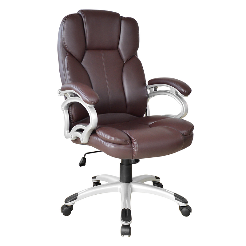 Suíochán Oifige Feidhmiúcháin Armrest Pad Seasta Ar Ais Ard Donn (Y-2825)