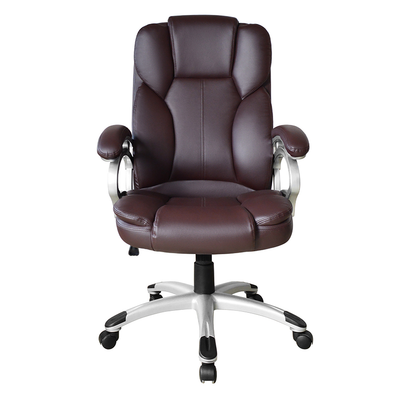 Suíochán Oifige Feidhmiúcháin Armrest Pad Seasta Ar Ais Ard Donn (Y-2825)