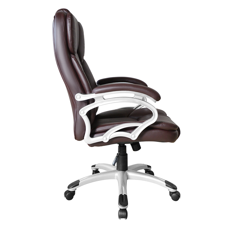 Suíochán Oifige Feidhmiúcháin Armrest Pad Seasta Ar Ais Ard Donn (Y-2825)