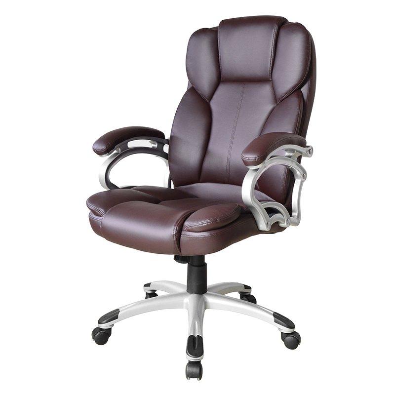 Suíochán Oifige Feidhmiúcháin Armrest Pad Seasta Ar Ais Ard Donn (Y-2825)