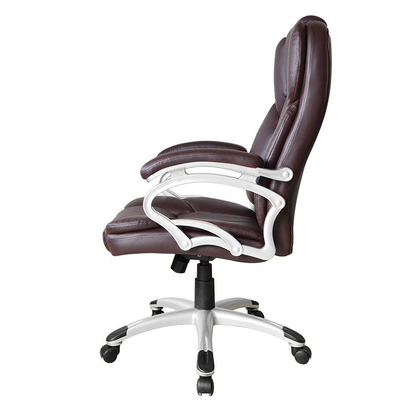 Suíochán Oifige Feidhmiúcháin Armrest Pad Seasta Ar Ais Ard Donn (Y-2825)