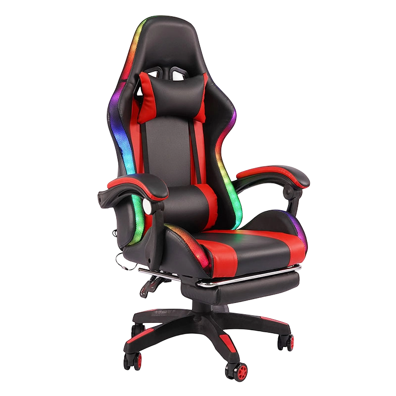 Cluicheóir Sclóine Gairmiúil Dearg RGB Gamer inchoigeartaithe Cathaoirleach Cearrbhachais faoi cheannas Armrest Le Footrest(Y-2442)